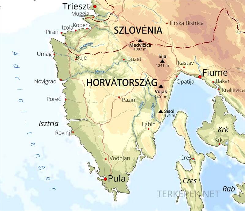 Isztria térkép