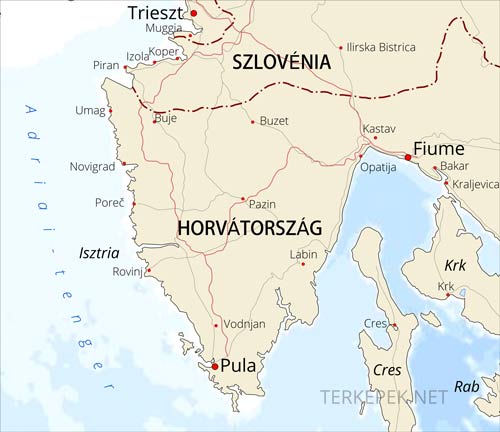 Isztria térkép